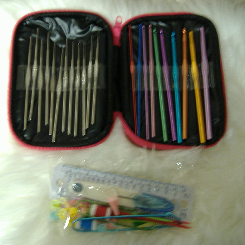 HOT preheating!!100Pcs Crochet Hooks Knitting Needles Sewing Tools Full Set Knit